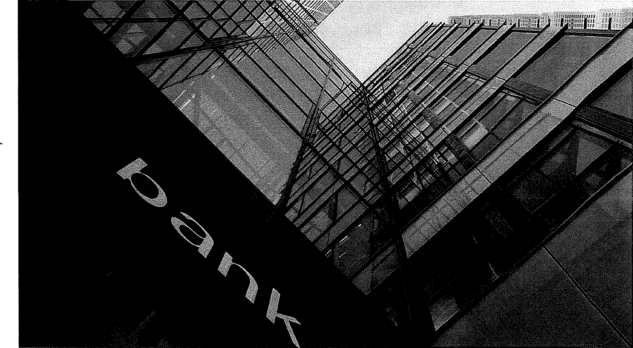 Bank building exterior grayscale