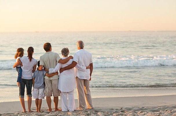 family on the beach